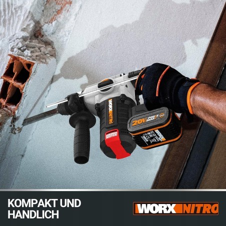 Bohrschrauber Worx Akku-Schlagbohrmaschine WORX NITRO WX380 20 V im Set mit 2x4 Ah