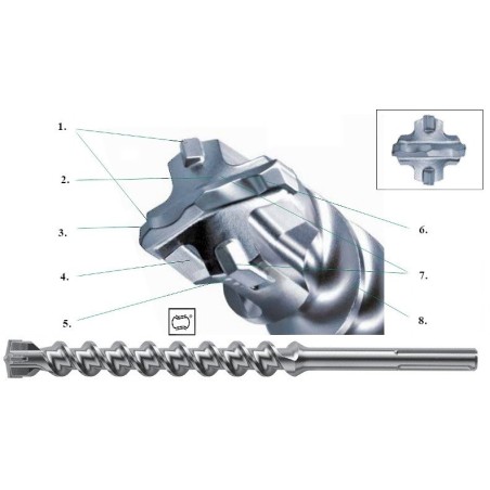 HIKOKI SDS-MAX-Bohrer mit vier Schneiden, 16 x 540 mm
