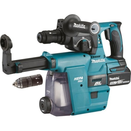 Makita Akku-Kombihammer DHR243RTJW, 18 Volt, Bohrhammer (blau/schwarz, MAKPAC Größe 4, 2x Li-Ionen-Akku)