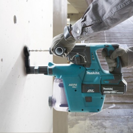Makita Akku-Kombihammer DHR243RTJW, 18 Volt, Bohrhammer (blau/schwarz, MAKPAC Größe 4, 2x Li-Ionen-Akku)