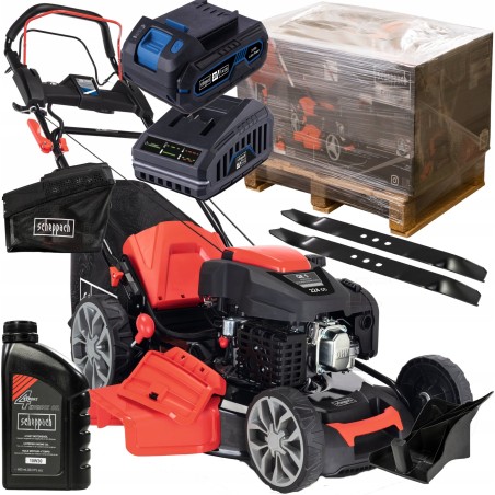 Scheppach Benzinrasenmäher Scheppach Benzinrasenmäher MS225-56E mit Elektrostart + Öl + Messer