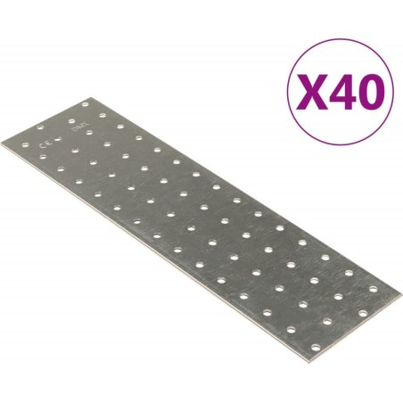 vidaXL vidaXL Lochbleche, 40 Stück, 2 mm, 300 x 80 mm, verzinkter Stahl