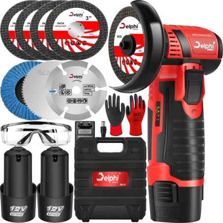 Schleifmaschine von Delphi Tools – BRUSCHLOSE AKKU-WINKELSCHLEIFER