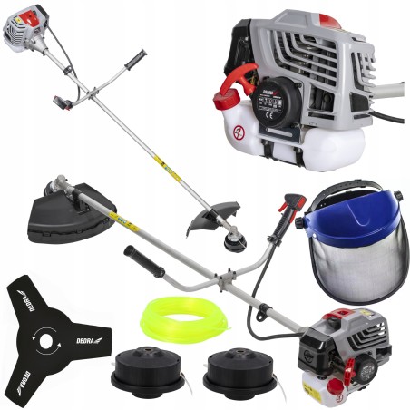 Motorsense 1,45 kW, 52 cm³, Tragegurt, Schutzabdeckung, 3 Schneidköpfe, Faden, Sägeblatt