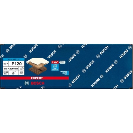 Bosch-Schleifmaschine Bosch Expert M480 Schleifblatt mit Netzstruktur 115 x 230 mm, K120 (50 Stück, für Exzenterschleifer)