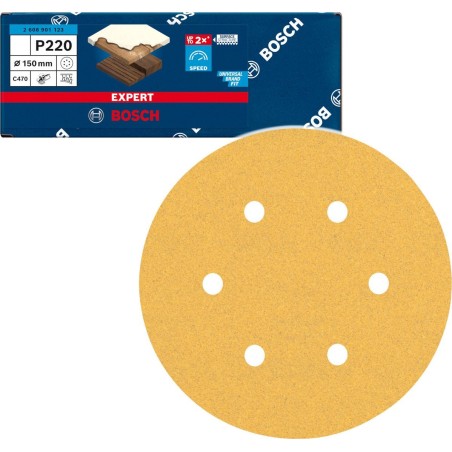 Schleifpapier Bosch Expert C470, 150 mm, K220 (50 Stück, für Exzenterschleifer)