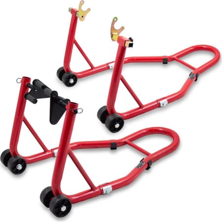 Bituxx Set aus Halterungen für vorne und hinten am Motorrad, rot, Bituxx-Hebevorrichtungen