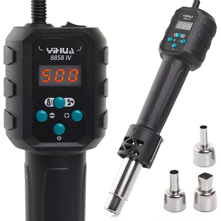 Yihua 8858 IV Heißluft-Schweißgerät für Kunststoff, Heißluftpistole mit 4 Düsen