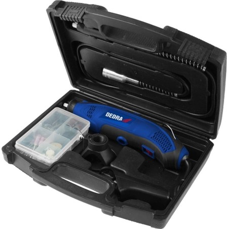 Dedra-Schleifmaschine, Mini-Schleifmaschine 170 W – Set mit 44 Zubehörteilen, Koffer