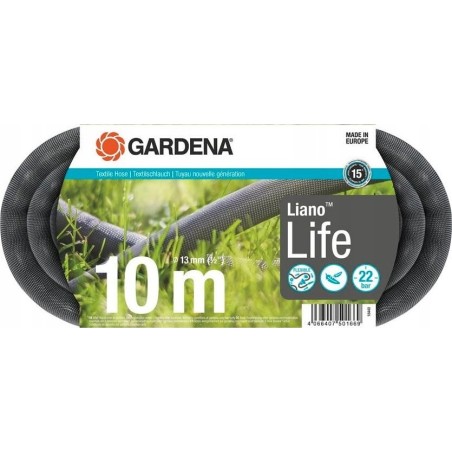 Gardena Gardena Textilschlauch Liano Life 1/2, 10 Meter (dunkelgrau, Modell 2023)