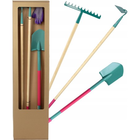 Kadax Gartengeräte-Set: Spaten, Rechen, Hacke, Handschuhe