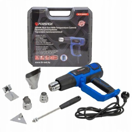 Elektrische Heißluftpistole mit Düsen (230 V, 50/60 Hz, 2000 W, 60/350/600 °C, 50/300/500 l/min)