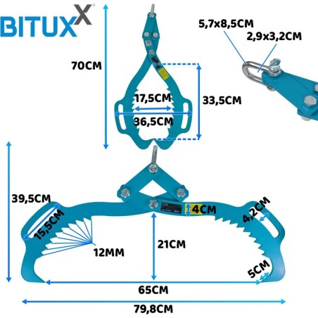 Bituxx Holzgreifer 520 mm, 500 kg, selbstspannende Holzgreifer von Bituxx