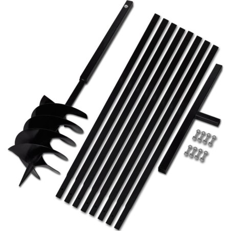 vidaXL Erdbohrer mit Griff, 200 mm, ausziehbar, 9 m, Stahl