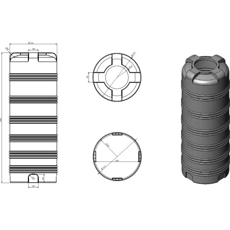 UHP Wassertank 750 l UHP VERTICON HIGH V-750 Grau