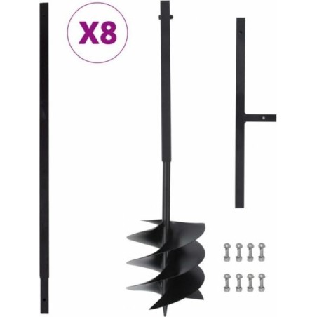 vidaXL Erdbohrer mit Griff, 250 mm, ausziehbar, 8 m, Stahl