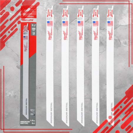 MILWAUKEE BIMETALL-SÄGEBLATT 300 mm/18 Zähne/5 Stück