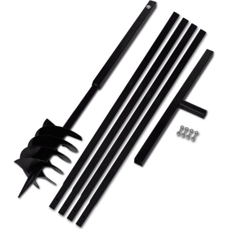 vidaXL Erdbohrer mit Griff, 180 mm, mit Verlängerungsrohr, 5 m, Stahl