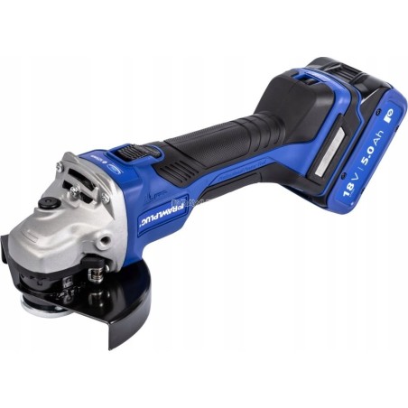 18-V-Winkelschleifer, 125 mm, Drehzahlregelung, 2 Akkus à 5,0 Ah, Schnellladegerät 6,5 A, Rawlcase