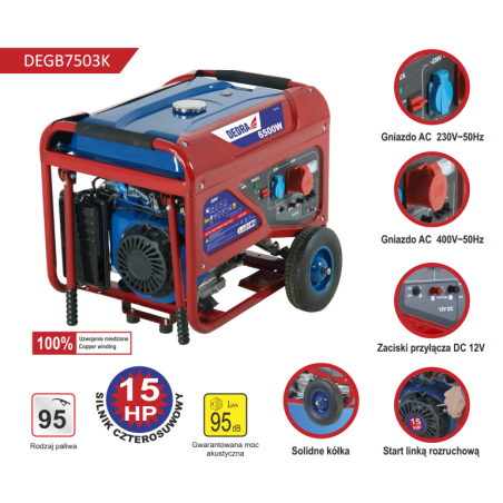 Dedra-Stromaggregat DEGB7503K, 6500 W, 3-phasig