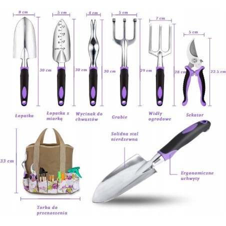 Russell Hobbs Gartengeräte-Set, 11-teiliges Set aus Edelstahl – violett