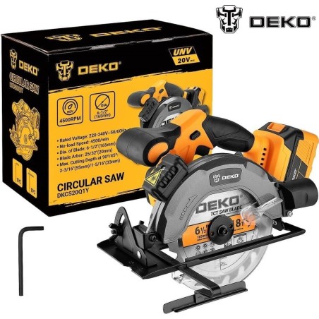 Deko DKCS20Q1Y Kreissäge, 1600 W, 20 V, 165 mm