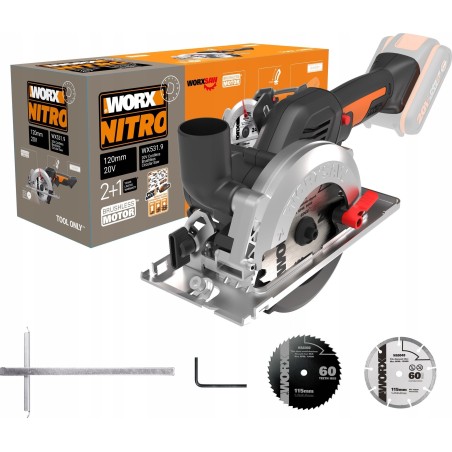 Worx WX531.9 Kreissäge, 500 W, 20 V, 120 mm
