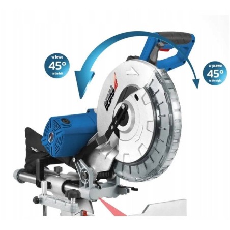 305-mm-Gehrungssäge, 2000 W, mit Vorschub, beidseitige Neigung