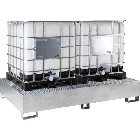Meva Auffangwanne für den IBC-Palettenbehälter MAUZER 2 x 1000 l – verzinkt Auffangwanne für den IBC-Palettenbehälter