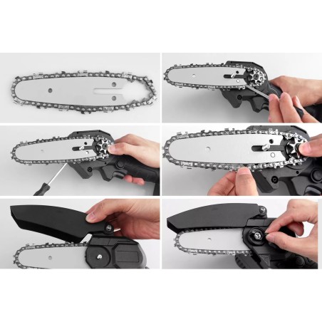 Akku-Kettensäge 6 Mini-Astschneider 850 W, 2 Akkus, Kette