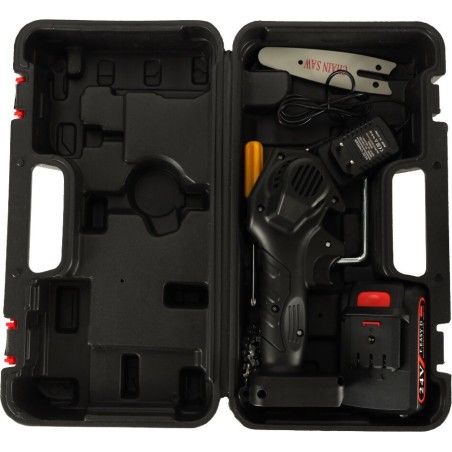 KIK-Kettensäge – Mini-Kettensäge mit USB-Anschluss im Koffer