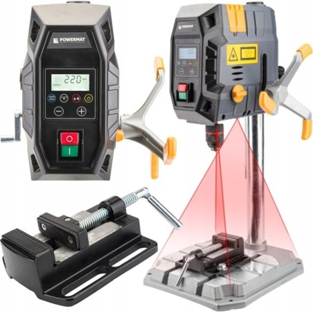 Bohrmaschine Powermat – Präzisions-Tisch-Säulenbohrmaschine mit Laser und LCD-Display