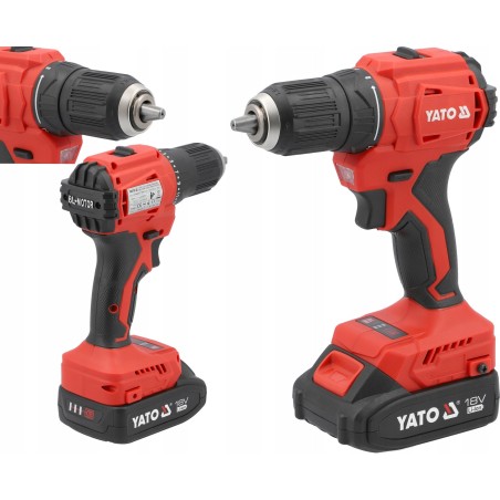 YATO 18-V-Akku-Bohrschrauber mit Bürstenlosem Motor, 45 Nm, 2 x 2,0 Ah