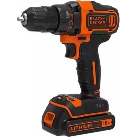 Bohrmaschine Black+Decker BLACK+DECKER 18-V-Akku-Schrauber BDCDD186B 40 Nm 2x1,5 Ah