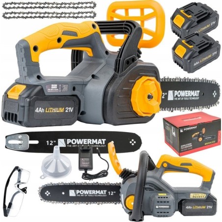 AKKU-KETTENSÄGE, ASTSÄGE, MINI-KETTENSÄGE, 2x 4-Ah-Akku, 2x Kette