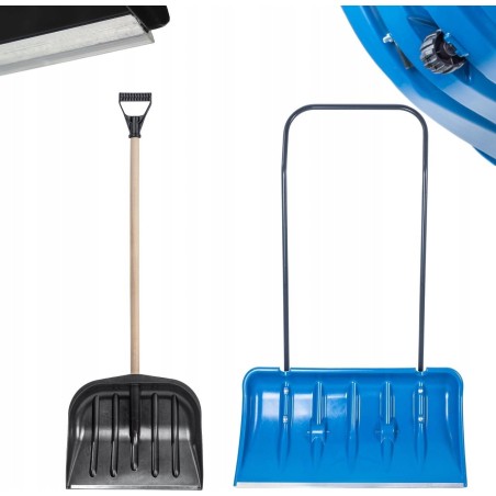 Kadax KADAX Schneeschaufel auf Rädern + Schaufel mit Holzstiel – Set