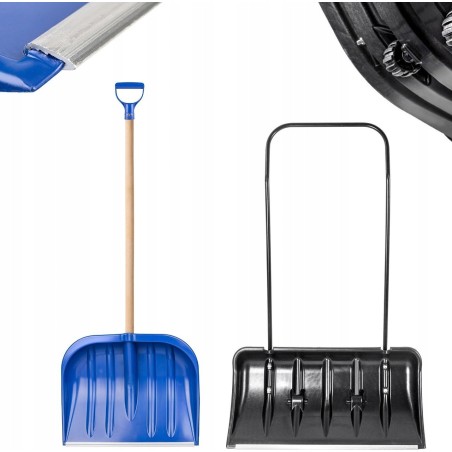 Kadax KADAX Schneeschaufel auf Rädern + Schaufel mit Holzstiel – Set
