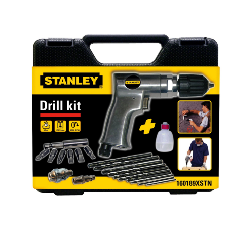 Stanley Druckluftbohrmaschine 6 bar mit Schnellspannfutter + Koffer – 160189XSTN