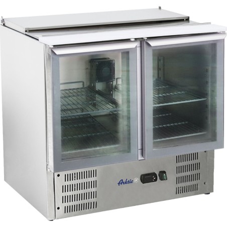 ARKTIC 2-türiger, verglaster Salatkühlschrank mit Abdeckung für 2x GN1/1 und 3x GN1/6, 247 l – Hendi 236246 Salatkühlschrank