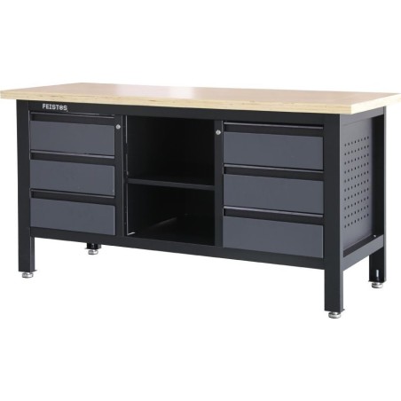 Bahco Feistos Werkstattausstattung Workbench Heros 3 Mit perforierter Rückwand Anthrazit/Schwarz 169 x 60 x 87 cm