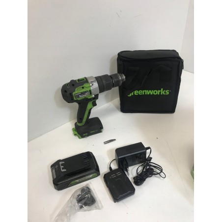 24-V-Bohrschrauber GD24DD60K2 von Greenworks, Set bestehend aus Ladegerät + 2-Ah-Akku + Softtasche