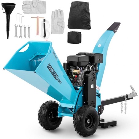 Hillvert Häcksler, Schredder, Asthäcksler für Äste und Sträucher, benzinbetrieben, mobil, Durchmesser 12 cm, 15 PS