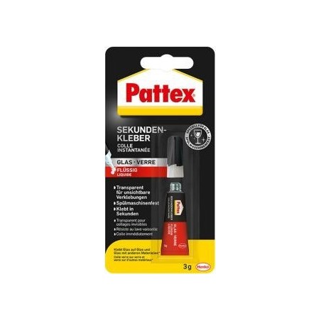 Pattex Sekundenkleber-Pistole für Glas, Tube mit 3 g, 9H PSV1C