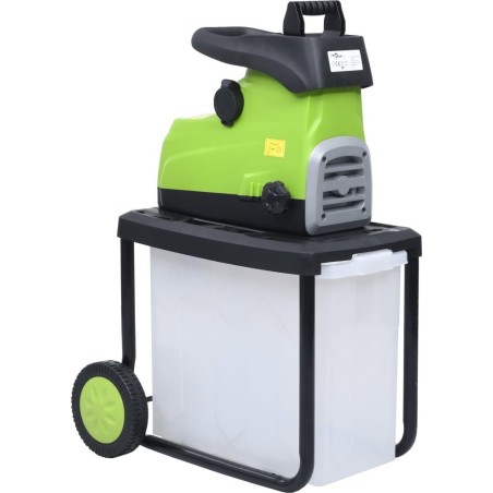 vidaXL Elektrischer Gartenhäcksler mit Auffangbehälter, 2800 W