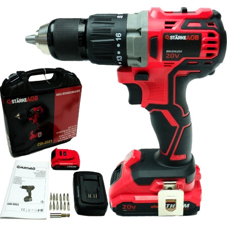 Bohrschrauber von HurthAG: 2x 20 V Li-Ion-Bohrschrauber mit Schlagfunktion, bürstenlos