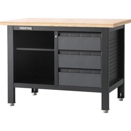 vidaXL Feistos Werkstattausstattung Werkbank Tito 2 inklusive Lochwand Anthrazit/Schwarz 120 x 60 x 87 cm