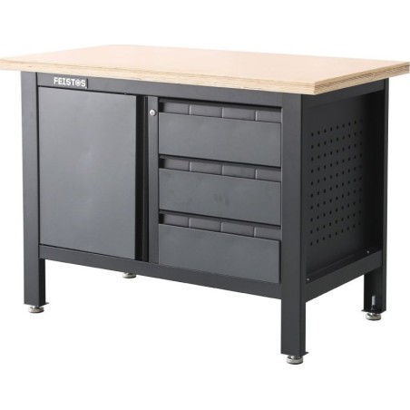 vidaXL Feistos Werkstattausstattung Werkbank Tito 1 inklusive Lochwand Anthrazit/Schwarz 120 x 60 x 87 cm