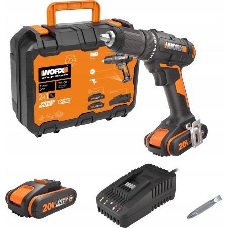 Bohrschrauber Worx Akku-Schrauber WORX WX108 20 V, 45 Nm, LED