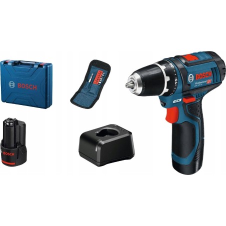 Bosch Professional Akku-Schrauber BOSCH Professional GSR 12V-15, 2 Akkus 12 V, 2,0 Ah, 10-teiliges Zubehörset,