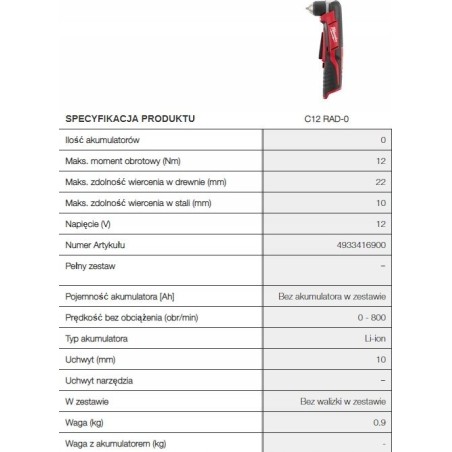Milwaukee MILWAUKEE.C12RAD-0 Winkelschraubendreher